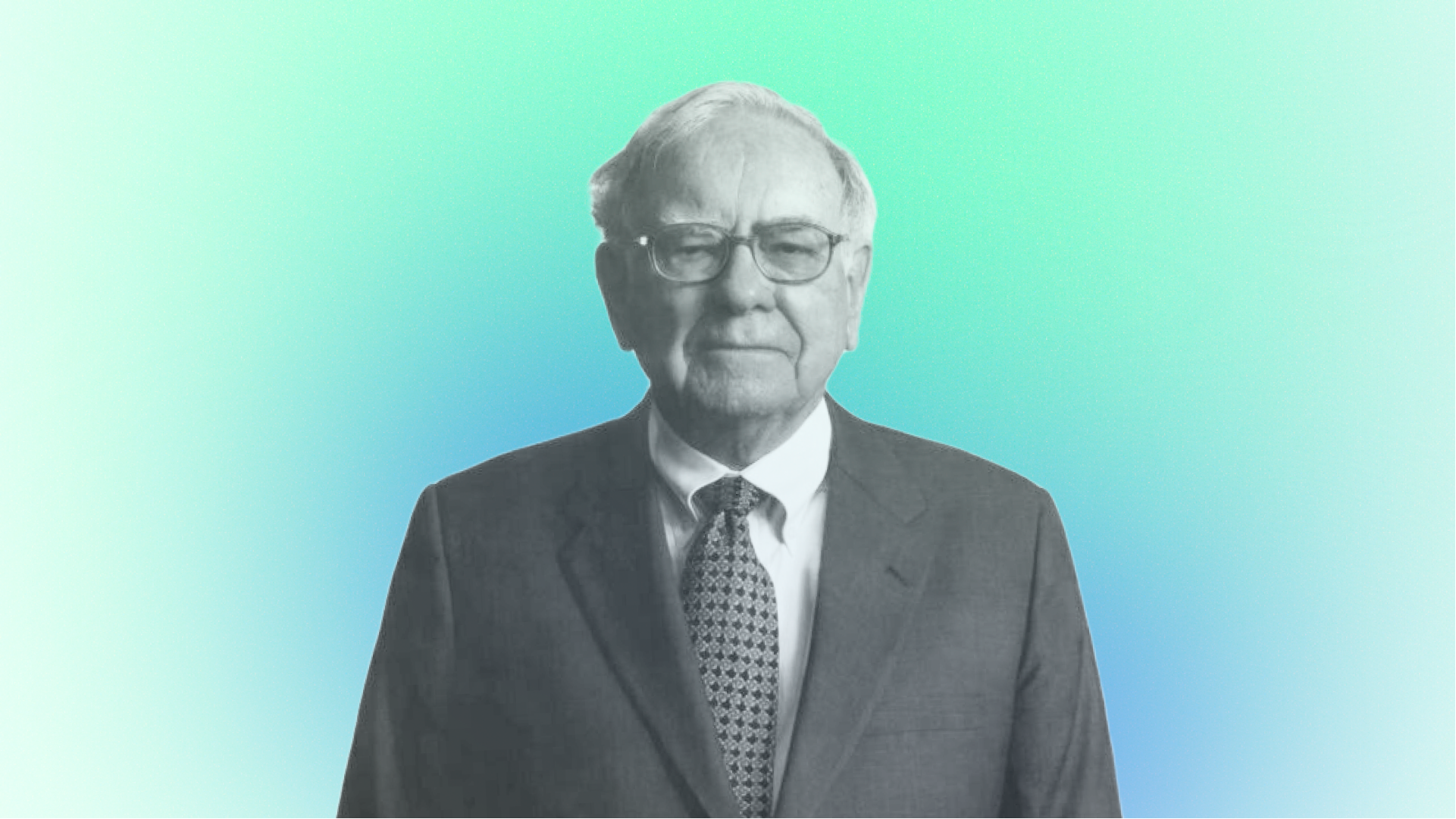 Warren Buffett portrait in Quartr style