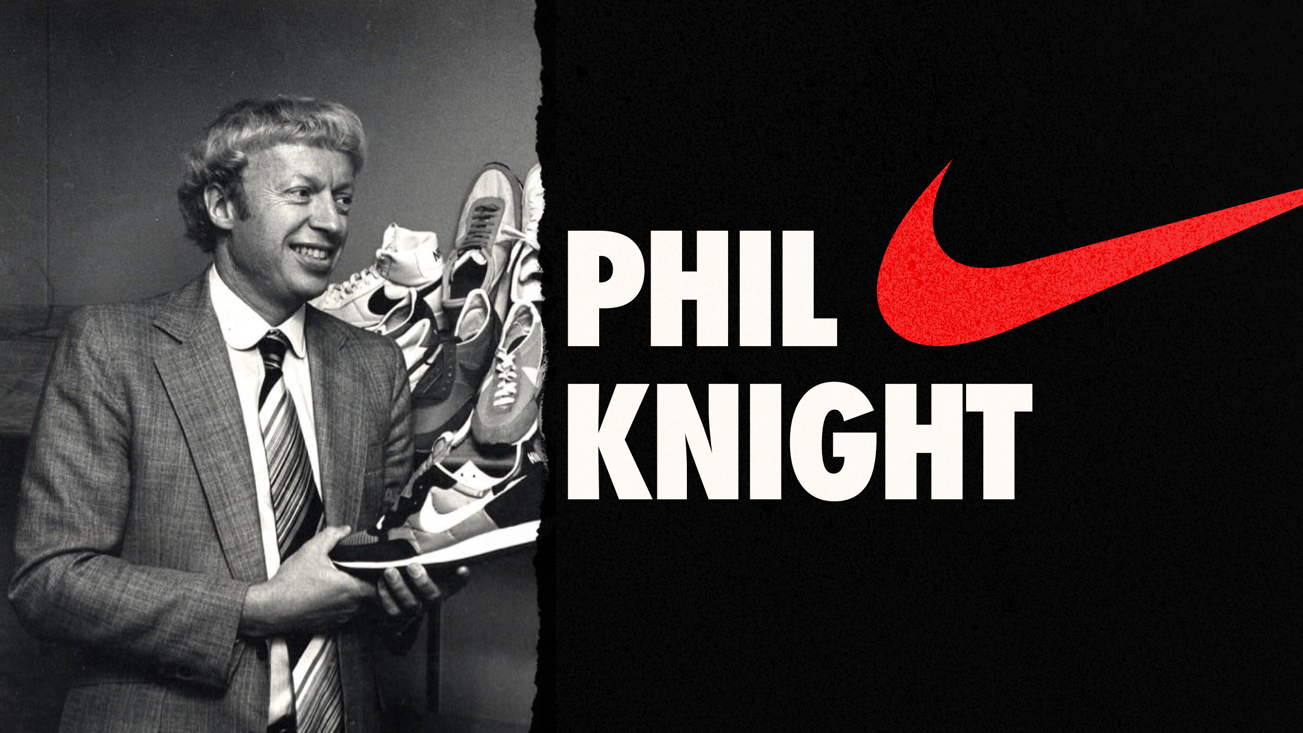 Phil Knight: The Entrepreneurial Genius Behind Nike next to a Swoosh