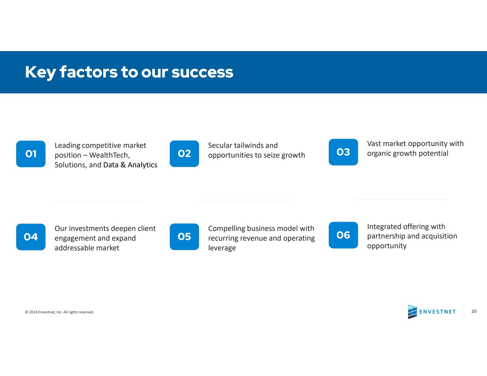 Key factors to our s