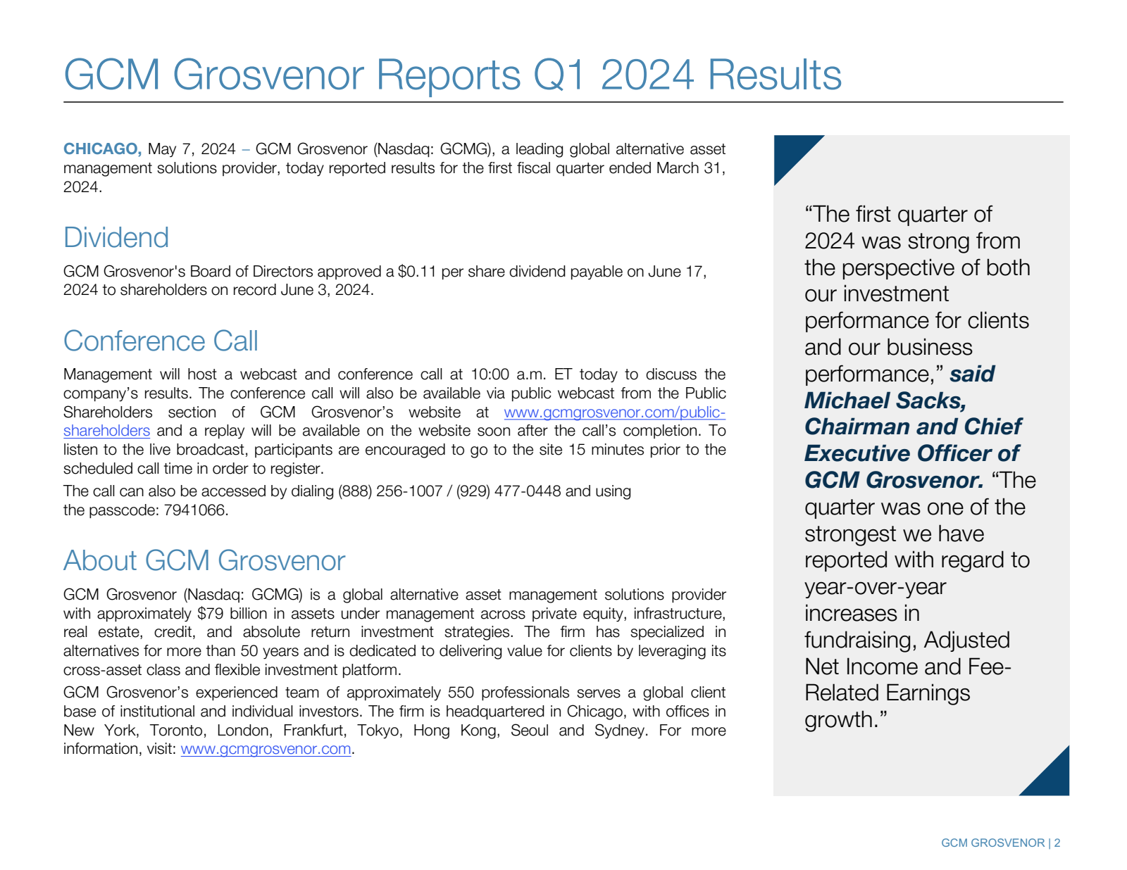 GCM Grosvenor Report