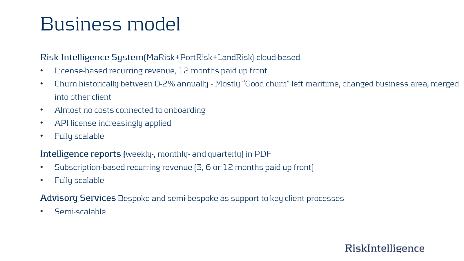 Business model 

Ris