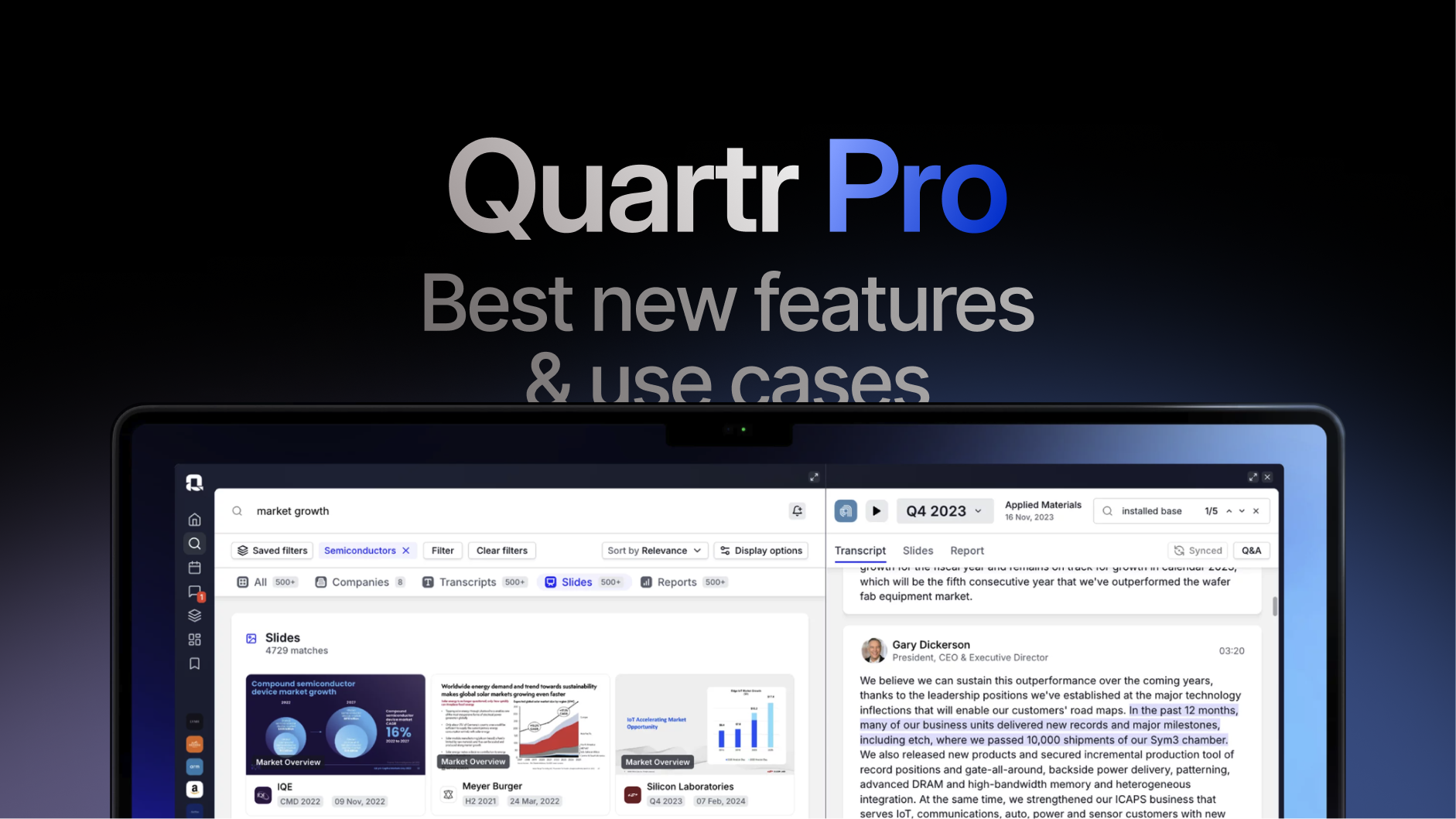 Best new Quartr Pro features