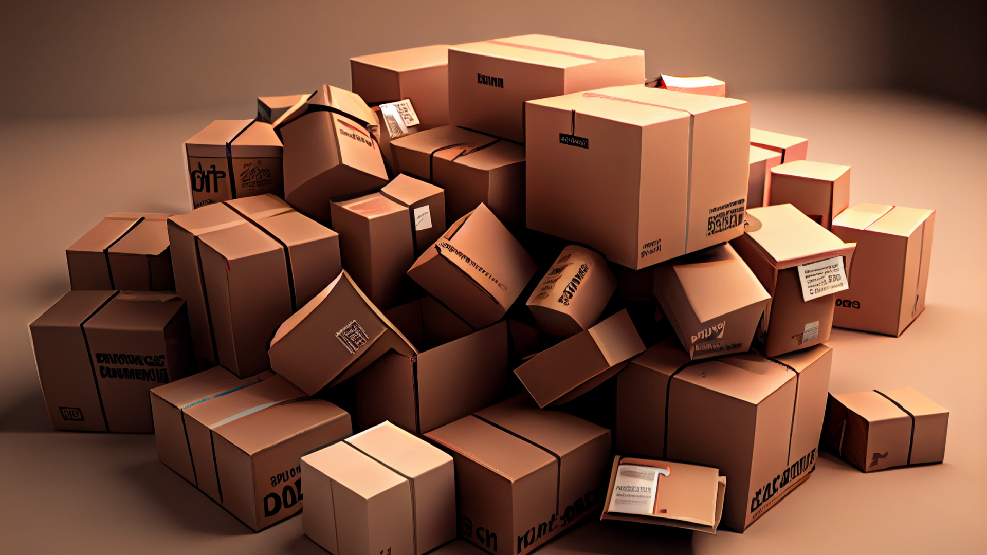 Pile of boxes representing ecommerce and Amazon