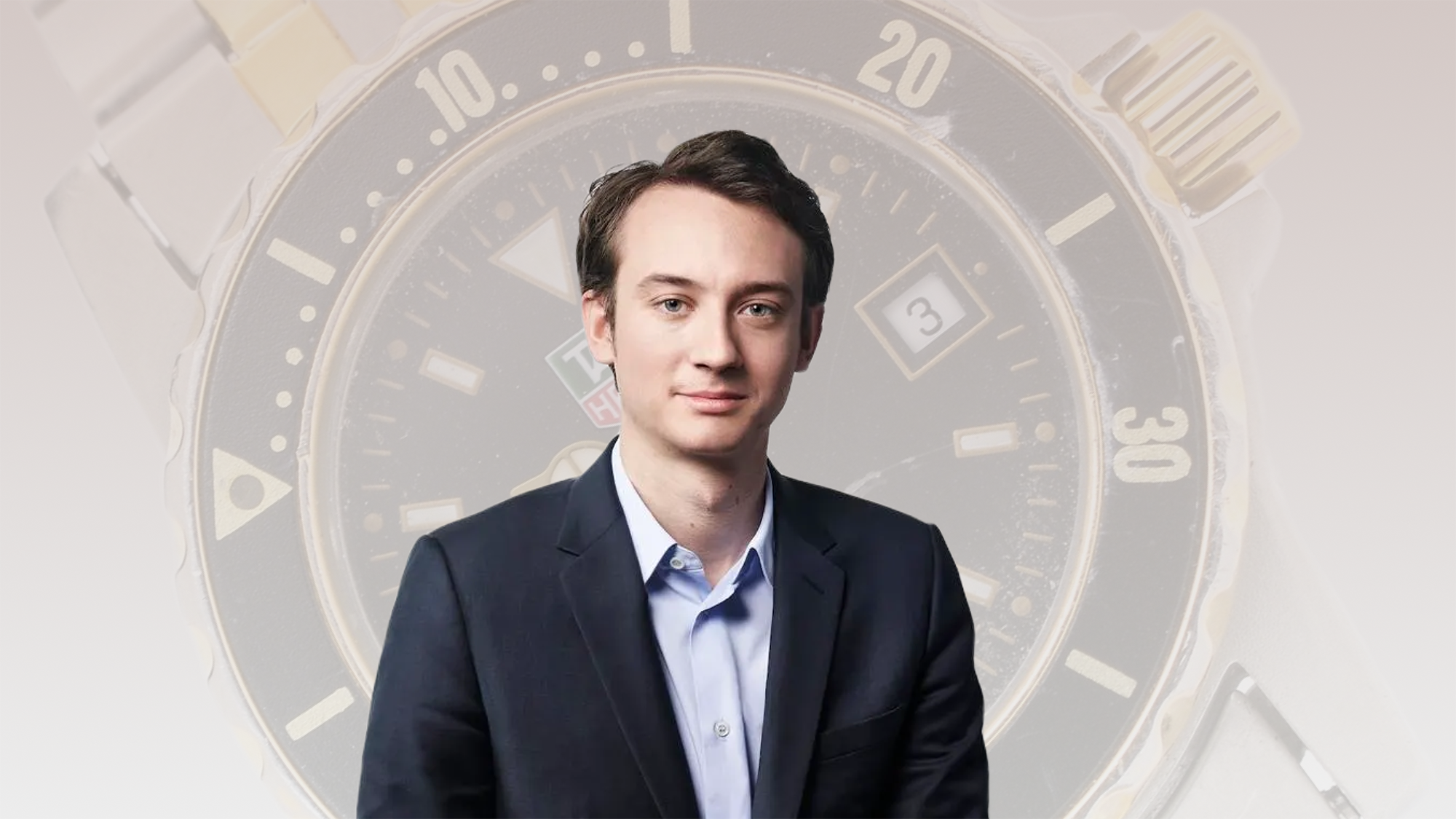 Frédéric Arnault  in front of a Tag Heuer watch – the tech visionary in the family