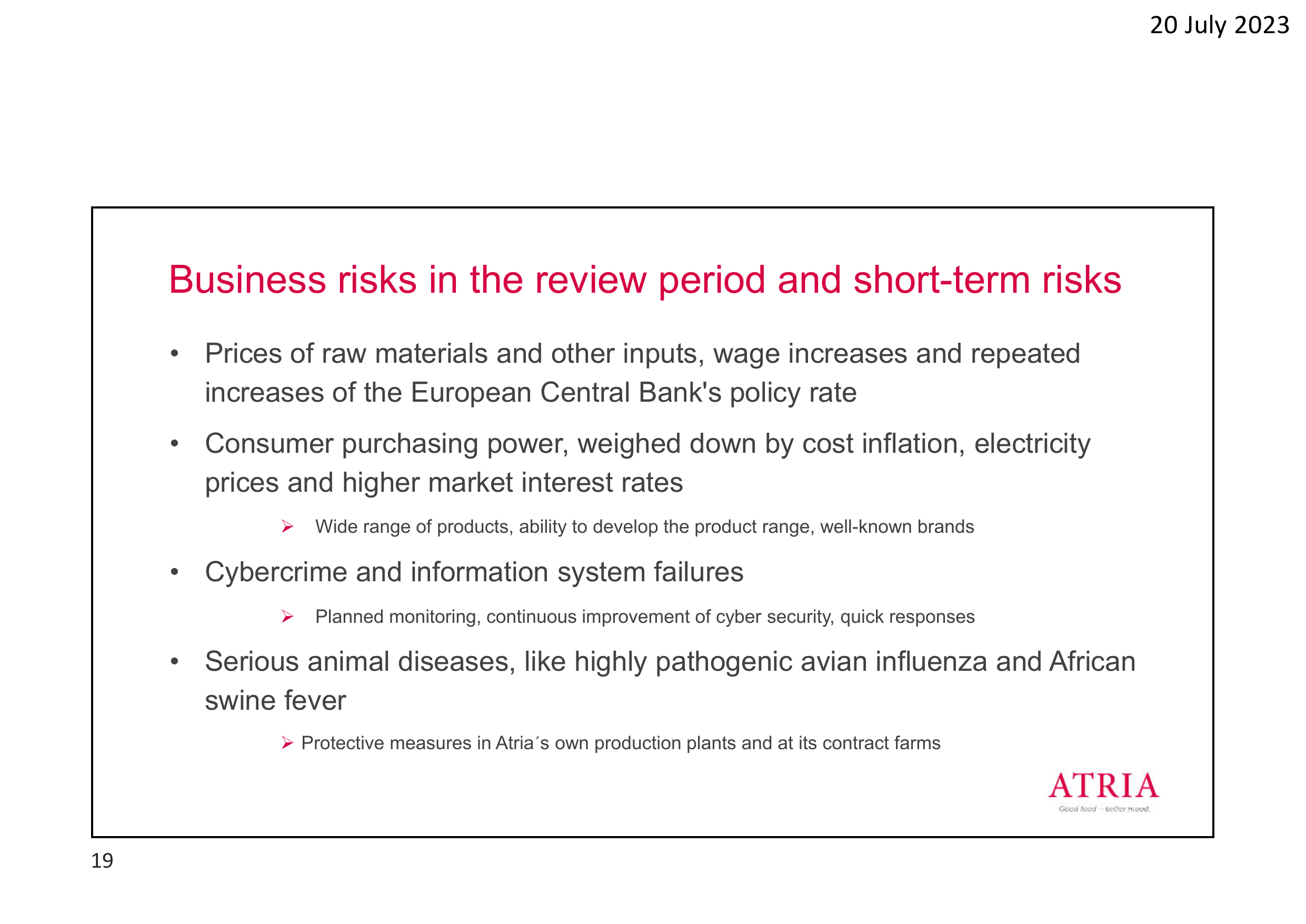 19 

Business risks 