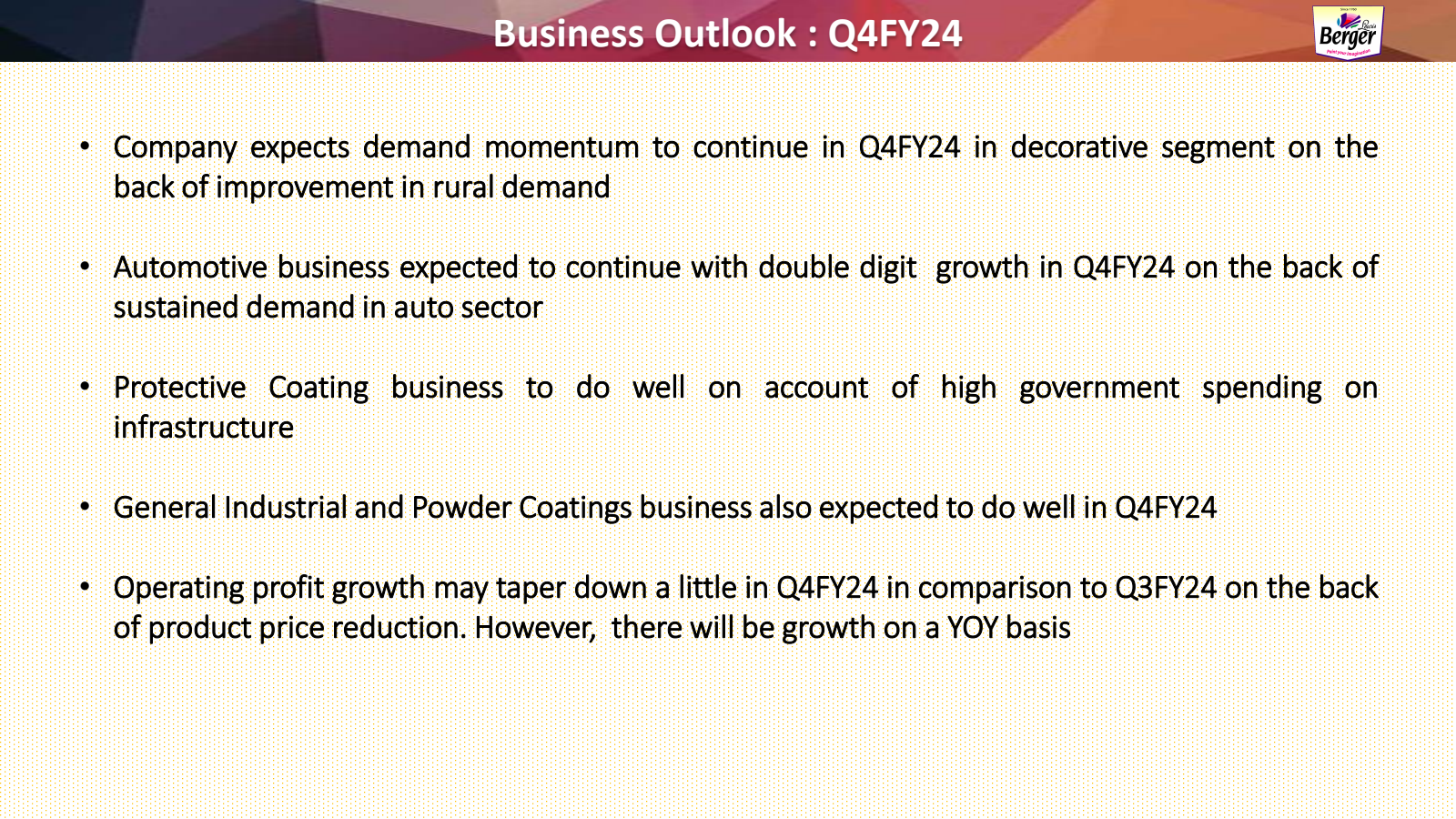 Business Outlook : Q
