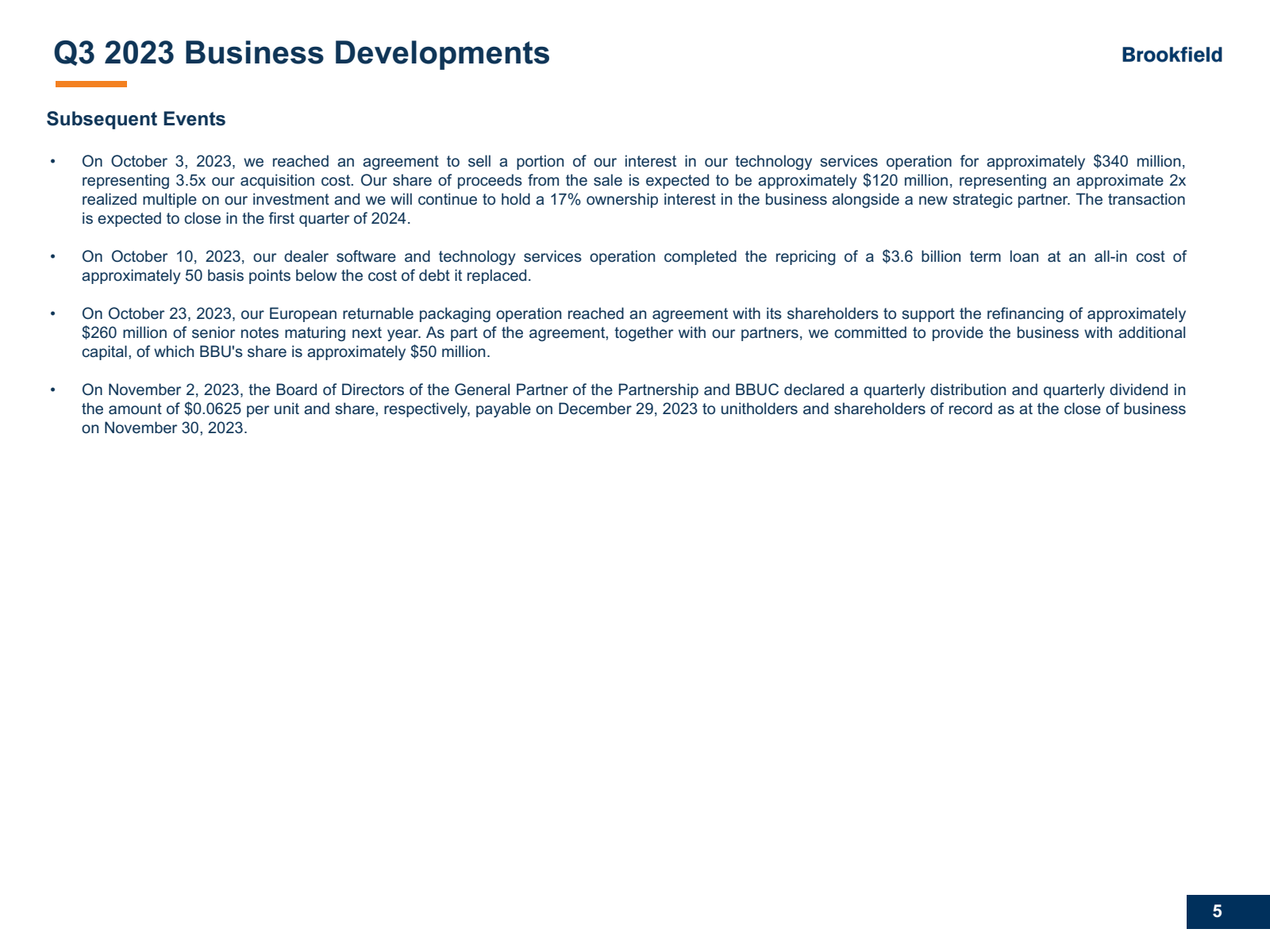 Q3 2023 Business Dev