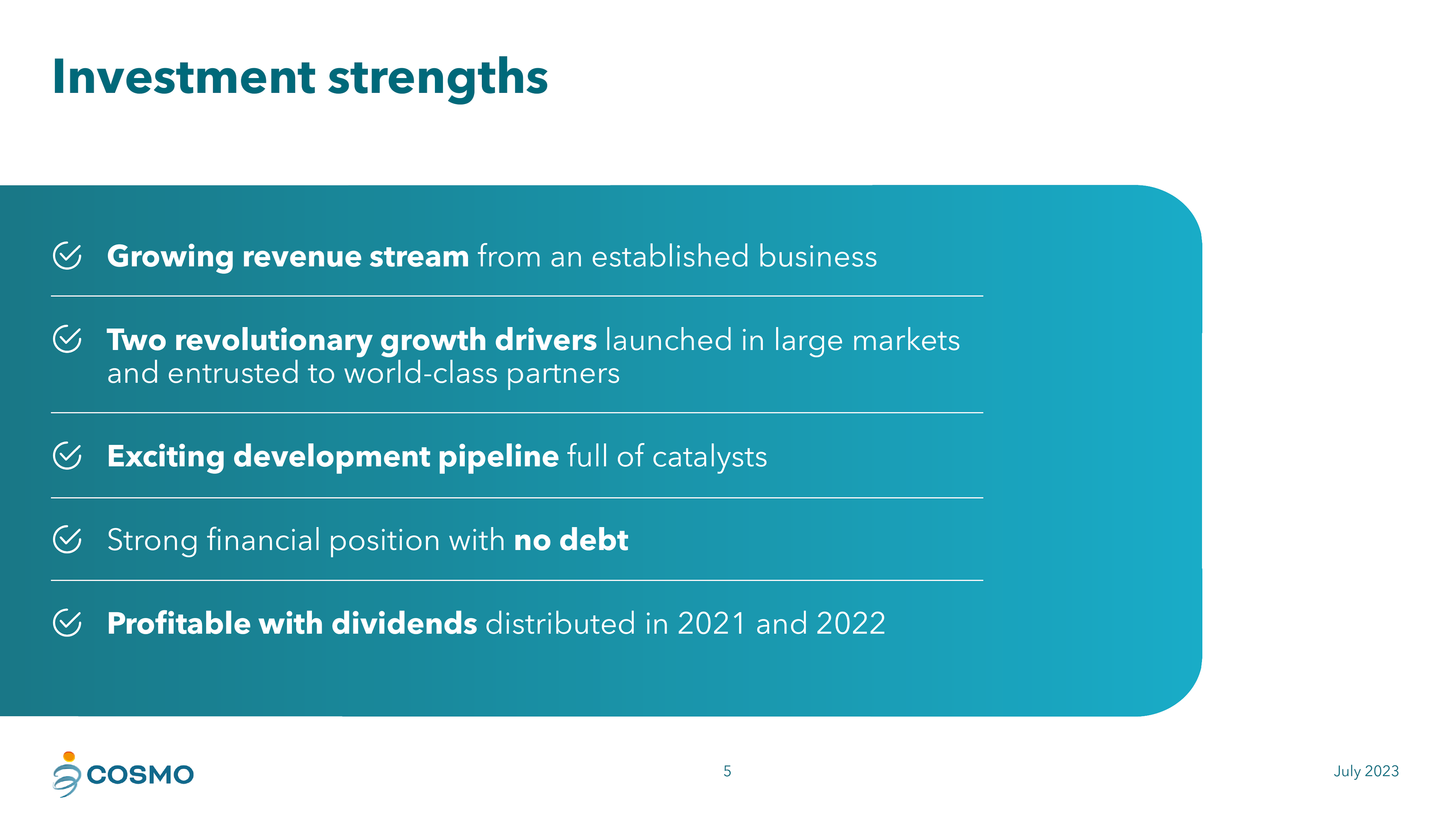 Investment strengths