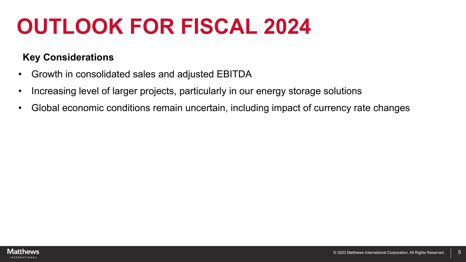 OUTLOOK FOR FISCAL 2