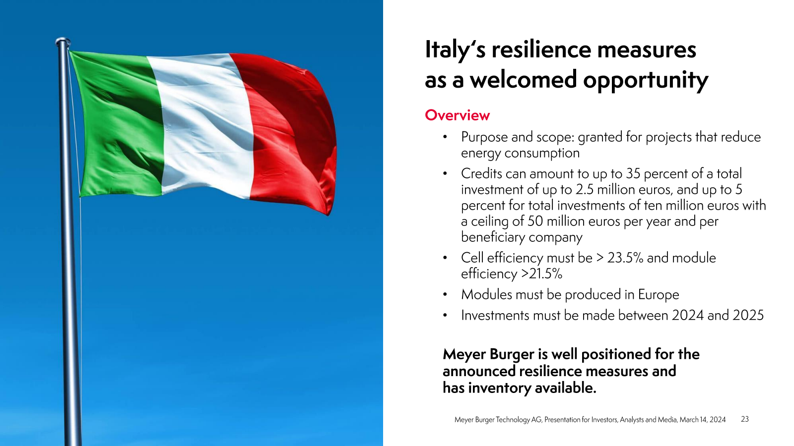 Italy's resilience m