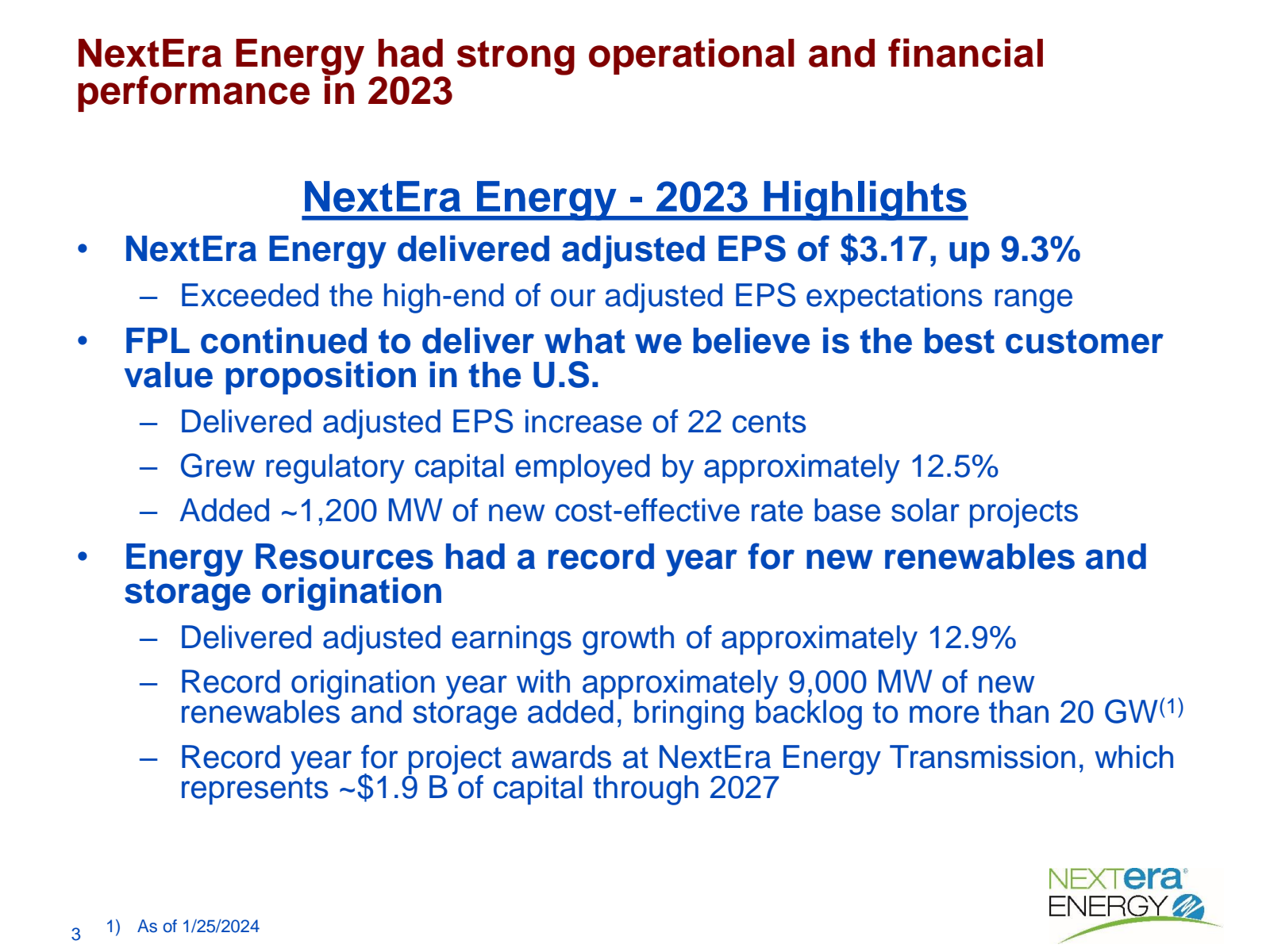 NextEra Energy had s