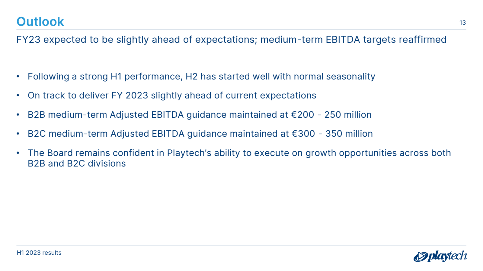 Outlook 
FY23 expect