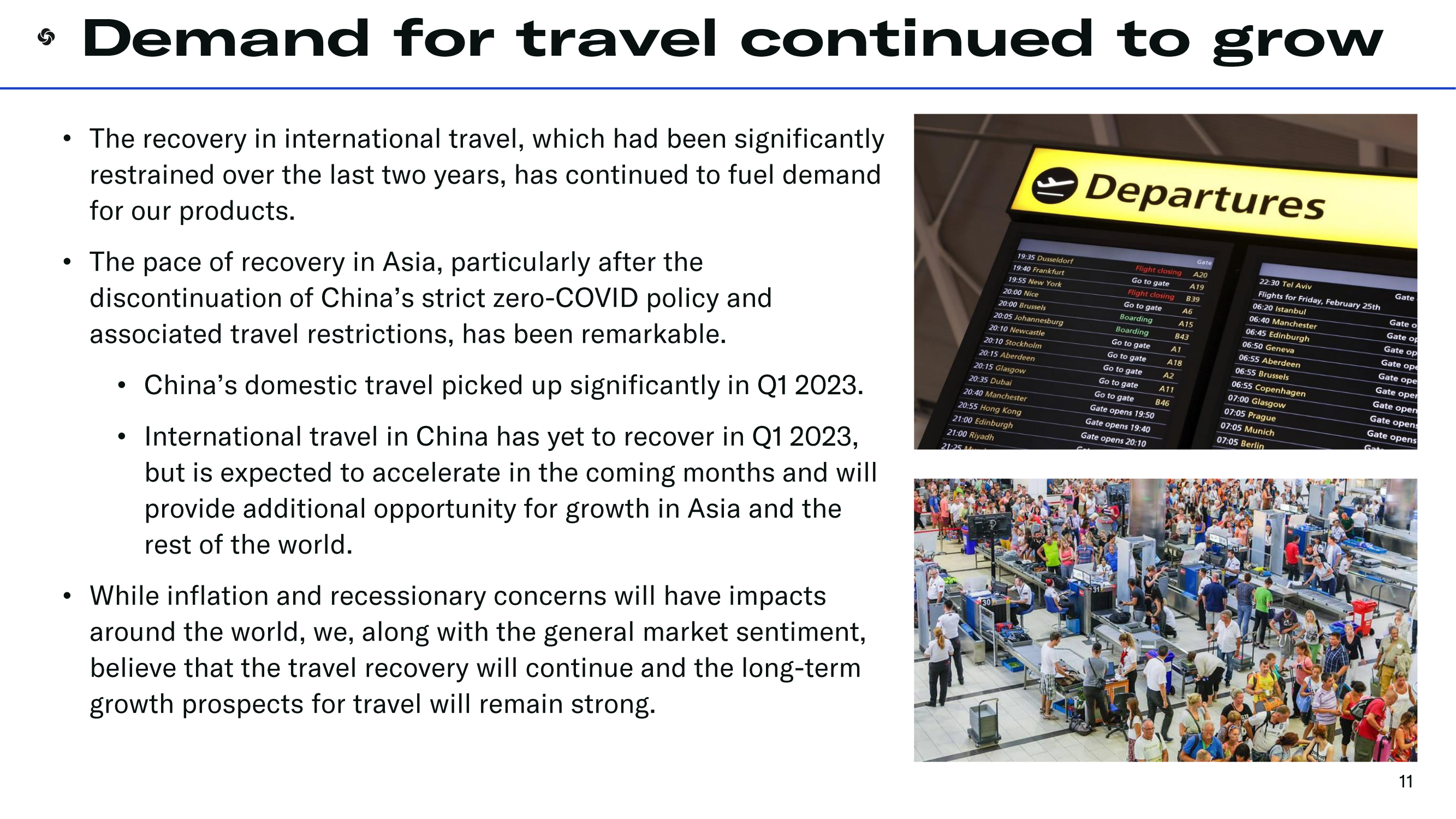 • Demand for travel 
