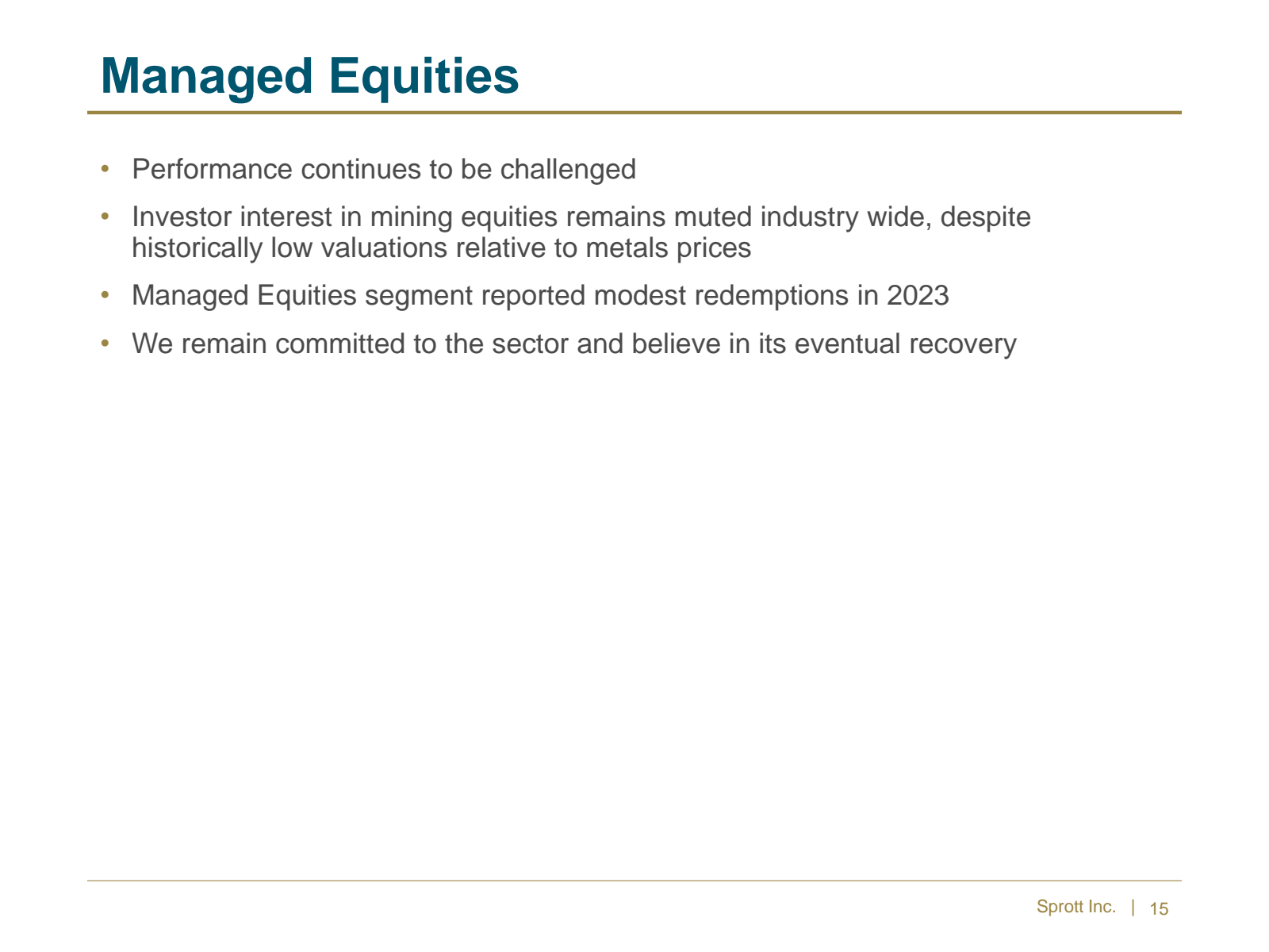Managed Equities 
Pe